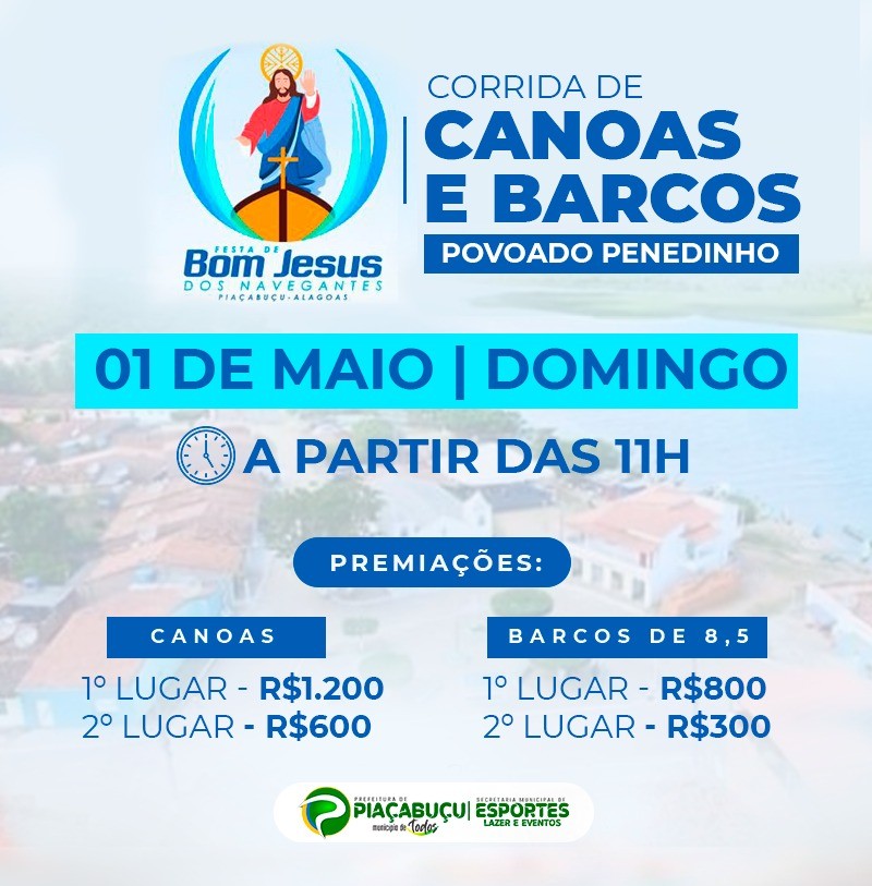 Prefeitura promove Corrida de Barco no Povoado Penedinho, neste domingo (1º)