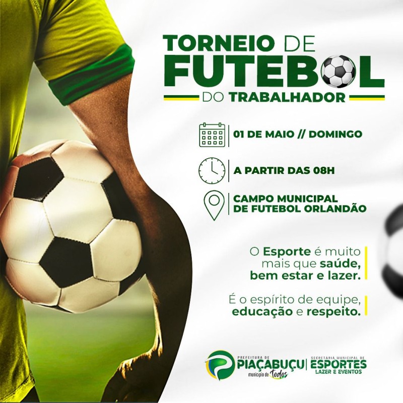 Prefeitura promove Torneio do Trabalho neste domingo, 1º de Maio, com mais de Mil Reais em Premiações
