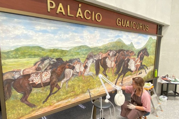 Painel retrata indígenas que lutaram ao lado dos brasileiros na Guerra do Paraguai